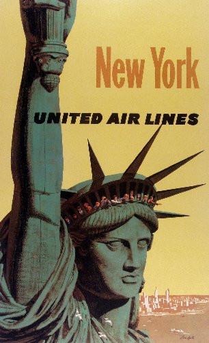 Travel Agency Art New York United Air Lines T-Shirt A43678