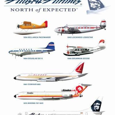 Alaska Airlines Aircraft History Chart T-Shirt