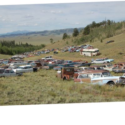 Junkyard Cars Photo T-Shirt Rocky Mountains rusty Car A36841