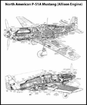 Mustang P51 Cutaway T-Shirt A28920