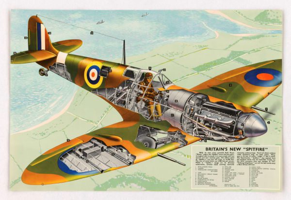 Spitfire Cutaway Aviation Diagram Mouse Pad Mousepad