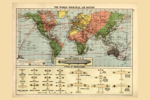 Air Routes Map 1920 Mouse Pad Mousepad