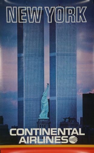 Continental Airlines Ny Twin Towers Poster Print #K1971
